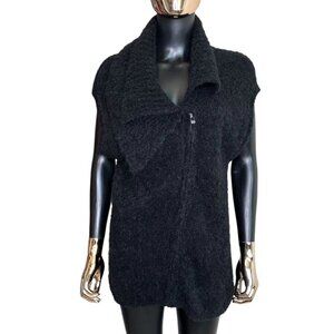 Holistia Alpaca Blend Zip Vest Black Shawl Collar Large